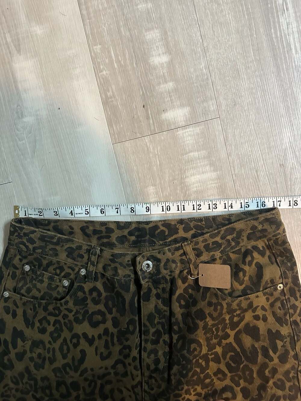 Leopard Print Cotton Denim Jeans